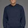 Textured Knit Hoodie - Navy