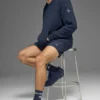 Textured Knit Hoodie - Navy
