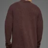 Textured Knit Long Sleeve Polo - Brownstone