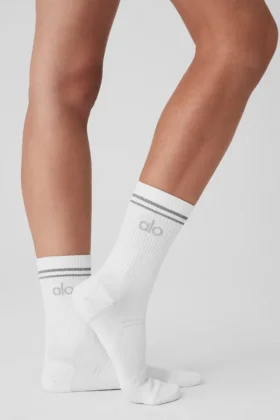 Unisex Half-Crew Performance Sock – White