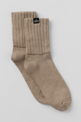 Unisex Half-Crew Scrunch Sock - Gravel