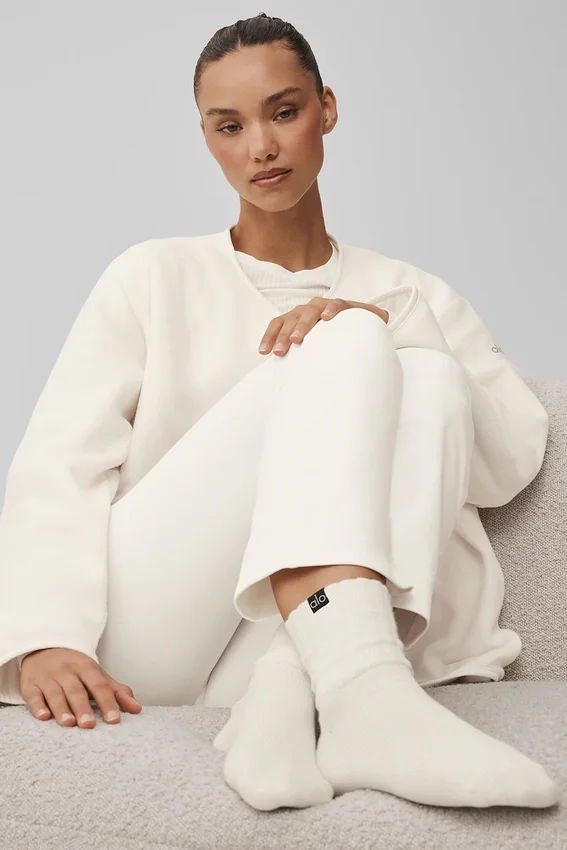 Unisex Half-Crew Scrunch Sock - Ivory