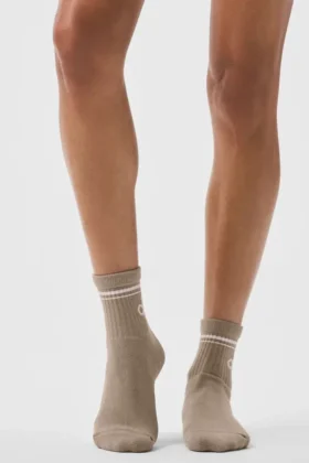Unisex Half-Crew Throwback Sock – Gravel/White