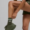 Unisex Half-Crew Throwback Sock - Green Olive/White