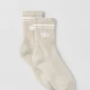 Unisex Half-Crew Throwback Sock - Oatmeal Heather/White