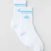 Unisex Half-Crew Throwback Sock - White/Azure Blue