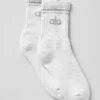 Unisex Half-Crew Throwback Sock - White Heather/Grey