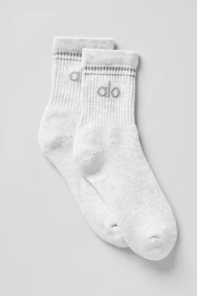 Unisex Half-Crew Throwback Sock - White Heather/Grey