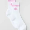 Unisex Half-Crew Throwback Sock - White/Paradise Pink