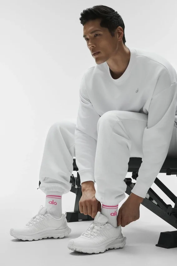 Unisex Half-Crew Throwback Sock - White/Paradise Pink