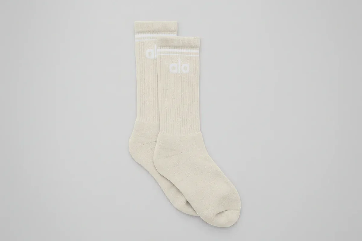 Unisex Throwback Sock - Bone/White