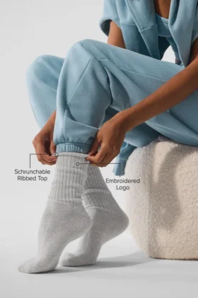 Unisex Wool Cashmere Light Frosted Sock – Light Heather Grey/Ivory