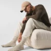 Unisex Wool Cashmere Light Frosted Sock - Winter Latte/Ivory