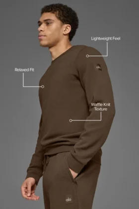 Waffle Lounge Long Sleeve Crew – Espresso