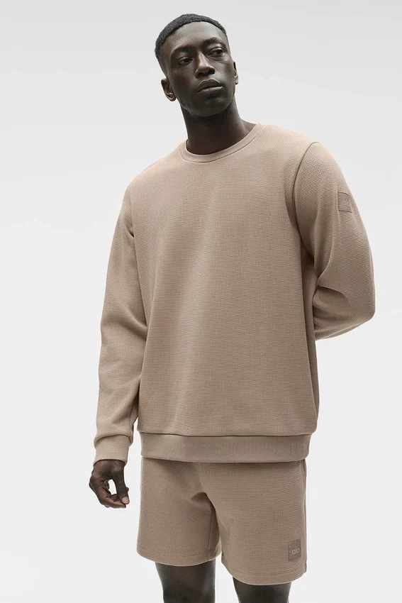 Waffle Lounge Long Sleeve Crew - Gravel
