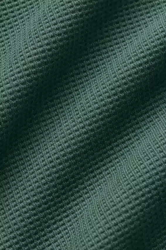 Waffle Weekend Escape Mock Neck Long Sleeve - Clover Green