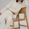 Waffle Weekend Escape Mock Neck Long Sleeve - Ivory