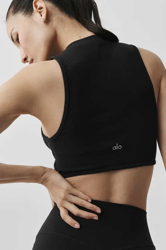 Wellness Rib Flaunt Tank - Black