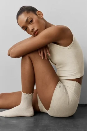 Women's Lettuce Edge Sock - Oatmeal Heather