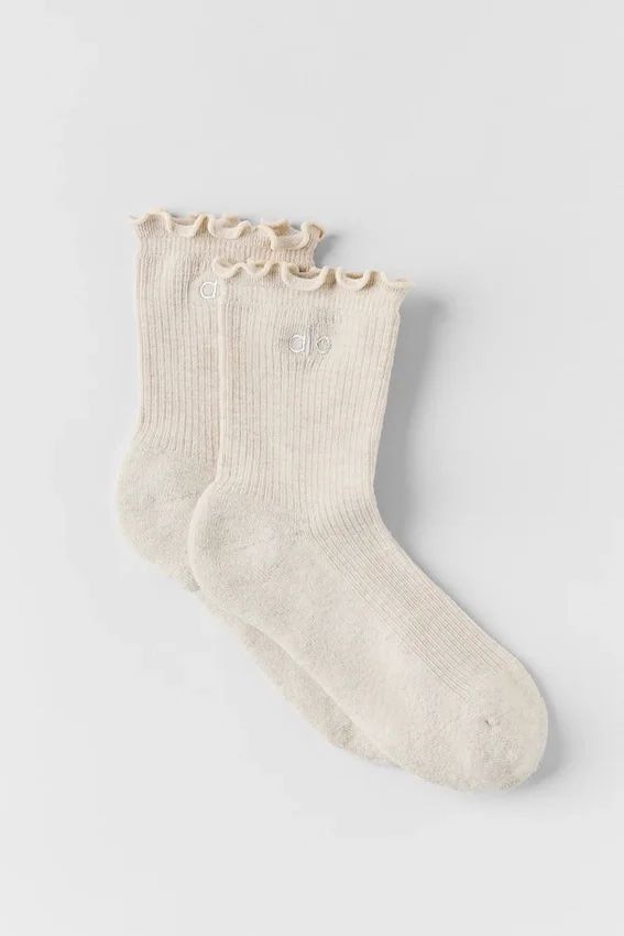 Women's Lettuce Edge Sock - Oatmeal Heather