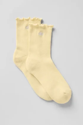 Women's Lettuce Edge Sock - Warm Butter