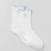 Women's Lettuce Edge Sock - White/Light Provence Blue