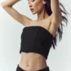 Wool Blend Nightcap Corset Top - Black