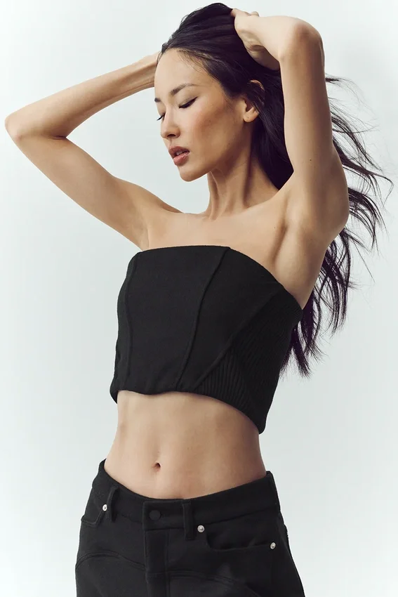 Wool Blend Nightcap Corset Top - Black