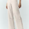 Wool Blend Nightcap Wide Leg Pant - Cafe Au Lait