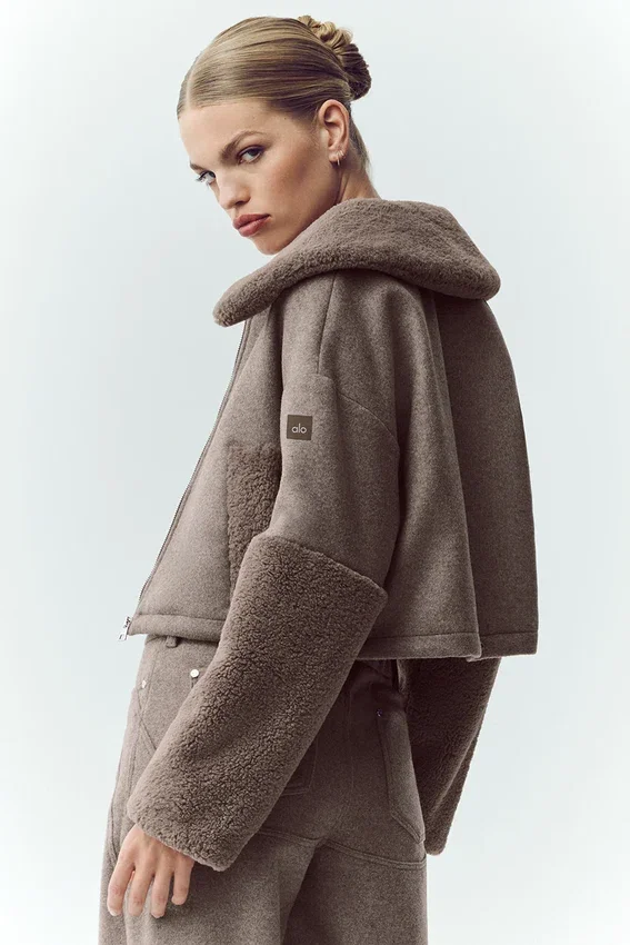 Wool Blend Nightfall Bomber - Alpine Cocoa Heather