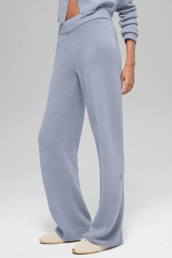 Wool Cashmere High-Waist New Class Wide Leg Pant - Winter Frost
