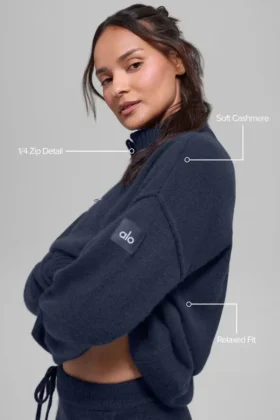 Wool Cashmere New Class 1/4 Zip Pullover – Navy