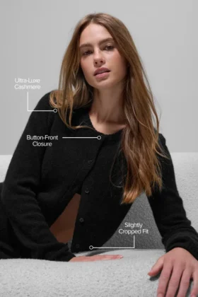 Wool Cashmere New Class Cropped Cardigan – Black