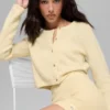 Wool Cashmere New Class Cropped Cardigan - Candlelight Yellow