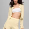 Wool Cashmere New Class Cropped Cardigan - Candlelight Yellow