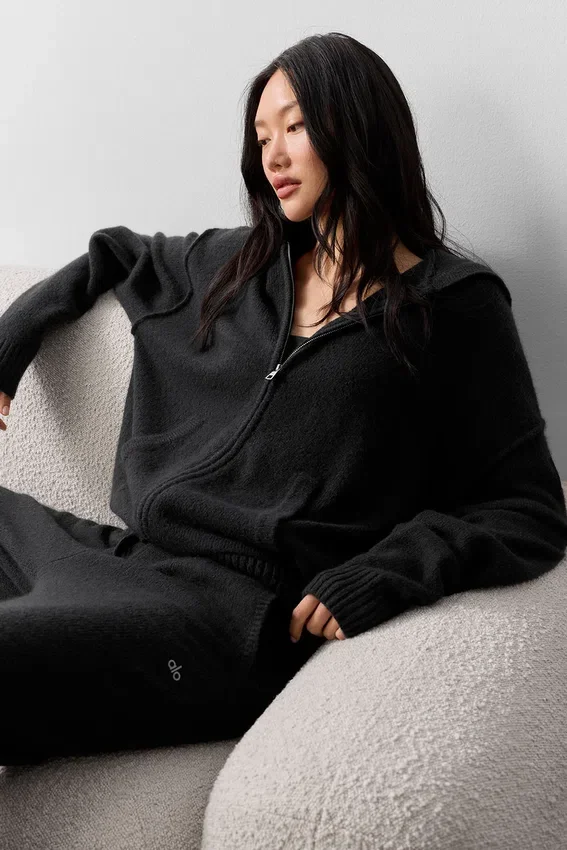 Wool Cashmere New Class Full Zip Hoodie - Black