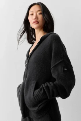 Wool Cashmere New Class Full Zip Hoodie – Black