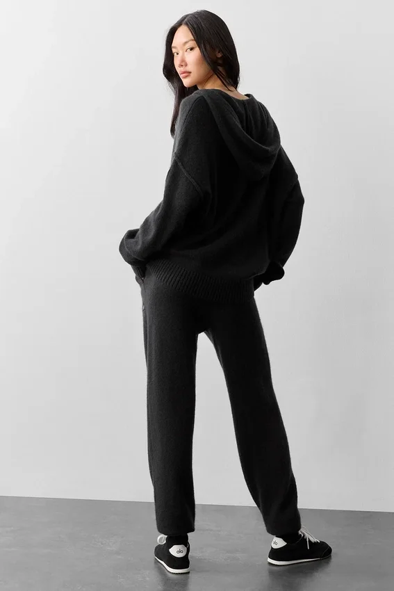 Wool Cashmere New Class Full Zip Hoodie - Black