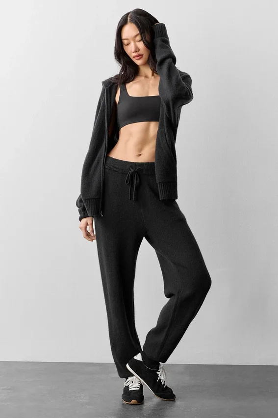 Wool Cashmere New Class Full Zip Hoodie - Black