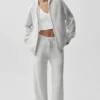 Wool Cashmere New Class Full Zip Hoodie - White Heather