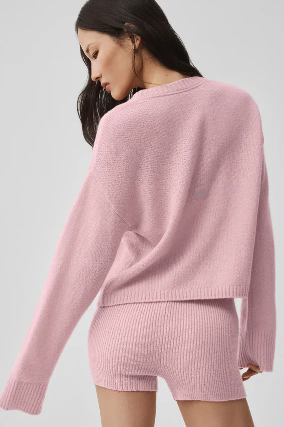 Wool Cashmere New Class Tie Cardigan - Vintage Pink