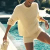 Wool Cashmere Ribbed Noble Crewneck Sweater - Candlelight Yellow