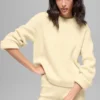 Wool Cashmere Ribbed Noble Crewneck Sweater - Candlelight Yellow