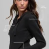 Wool Cashmere Ribbed Noble Full Zip Hoodie - Black