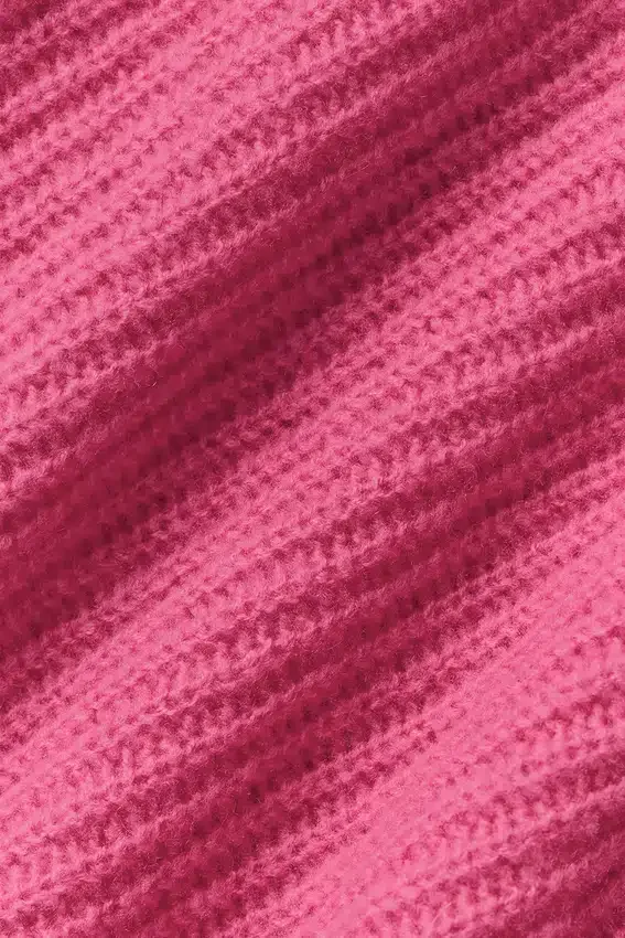 Wool Cashmere Ribbed Noble Full Zip Hoodie - Paradise Pink