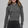 Wool Cashmere Ribbed Noble Full Zip Hoodie - Platinum Grey