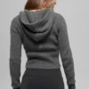 Wool Cashmere Ribbed Noble Full Zip Hoodie - Platinum Grey