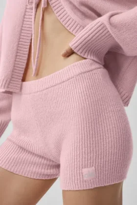 Wool Cashmere Ribbed Noble Short – Vintage Pink